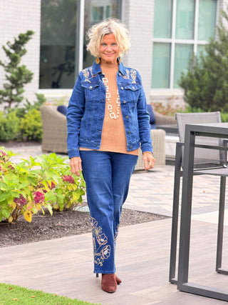 ETHYL FLOWER EMBROIDERED DENIM JACKET ETHYL JEANS