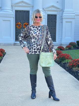 OMBRE GIRAFFE PRINT LUREX KNIT TOP