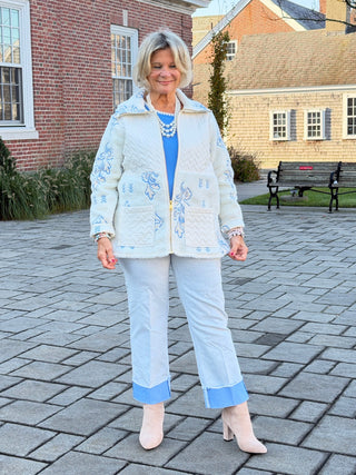 Women's Embroidered Quilted Shearling Jacket Cathys Place