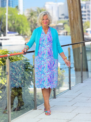 LULU B PALM ROYALE SCALLOP MIDI DRESS LULU-B