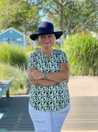 GREEN AND NAVY SHORT SLEEVE