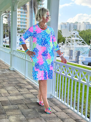 SALINA REEF RUFFLE SLEEVE DRESS