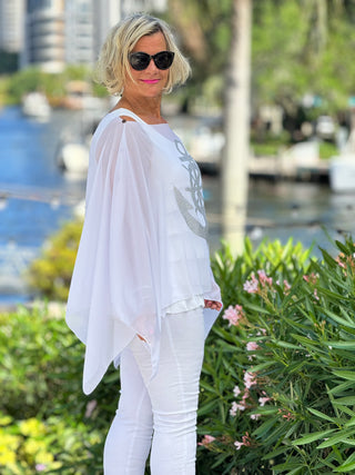 SWAROVSKI CRYSTAL WHITE ANCHOR STATEMENT TOP