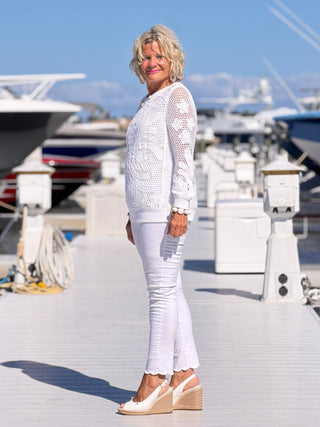 Women's Crochet Lined Pullover Sweater Cathys Place