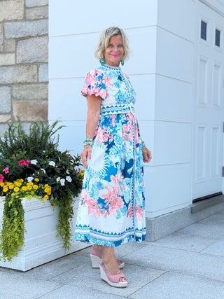 Floral Belted Maxi Dress CATHYS RESORTWEAR