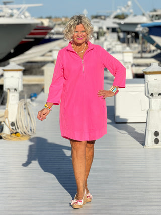 LULU-B HOT PINK TEXTURED DRESS LULU-B