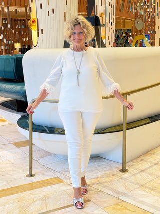 LULU-B WHITE CASHMERE FRINGE TOP LULU-B