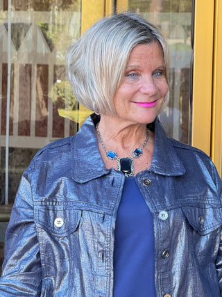 Navy Metallic Jacket