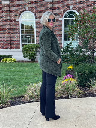 LULU-B OLIVE CHENILLE CARDIGAN