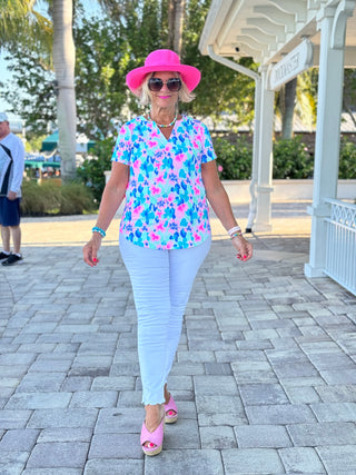 PINK PETALS SHORT SLEEVE TOP