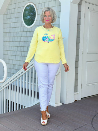 BEACH CLUB YELLOW WHALE SWEATER LULU-B