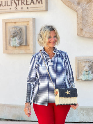 NAUTICAL NAVY STRIPE JACKET LULU-B