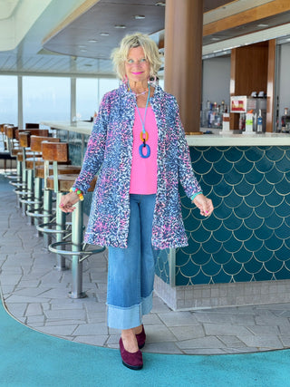 LULU-B SHADES OF ROYAL ROUGED CARDIGAN LULU-B