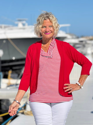 NAUTICAL RED SLEEVELESS RUFFLE LULU-B