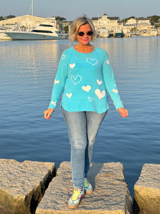 AQUA HEART CHENILLE SWEATER