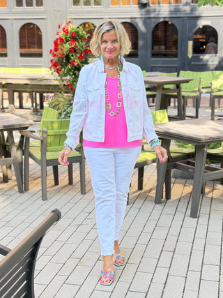 LULU B CHAMBRAY WHITE LINEN JACKET LULU-B