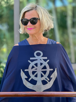 SWAROVSKI  CRYSTAL NAVY ANCHOR STATEMENT TOP