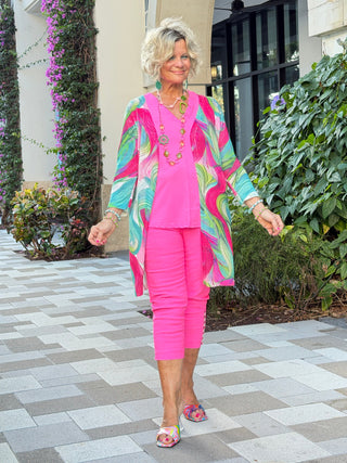 EMBELLISHED LATTICE CAPRI HOT PINK LULU-B