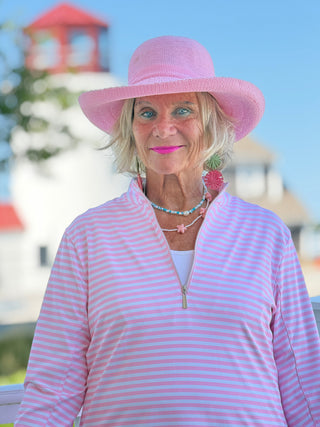 DOCKSIDE PRETTY PINK PINK HALF ZIPPER LULU-B
