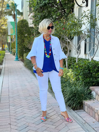 ETHYL WHITE SCALLOP JEANS