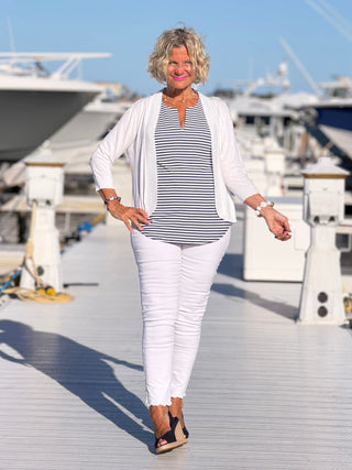 NAUTICAL NAVY NOTCH SLEEVELESS TOP LULU-B