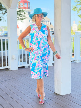 LULU B PALM BEACH SPLASH SCALLOP MIDDY DRESS LULU-B