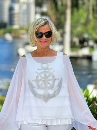 SWAROVSKI CRYSTAL WHITE ANCHOR STATEMENT TOP