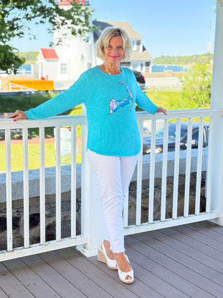 BEACH CLUB AQUA CAPE COD MAP SWEATER LULU-B
