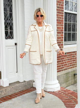 Piping Quilted Shearling Jacket Cathys Place