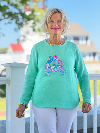 BEACH CLUB SEAFOAM CRAB SWEATER LULU b