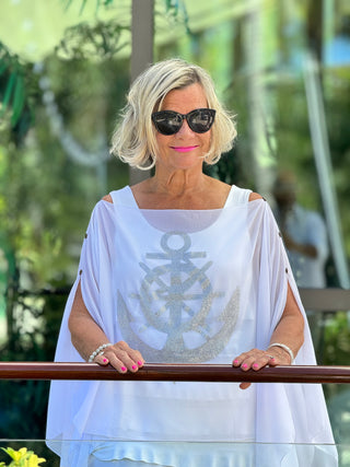 SWAROVSKI CRYSTAL WHITE ANCHOR STATEMENT TOP