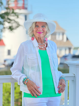 LULU B CHAMBRAY WHITE LINEN JACKET LULU-B