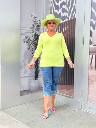 LIME V NECK TOP
