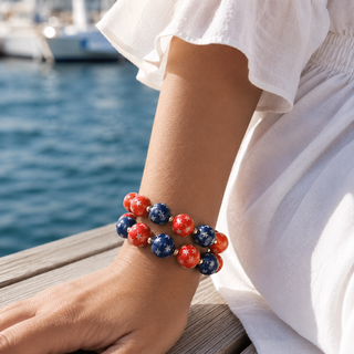 2PCS - Star Printed Beaded Stretch Bracelet Cathys Place