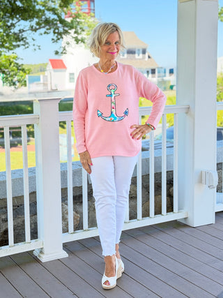 BEACH CLUB PINK ANCHOR SWEATER LULU-B