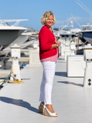 NAUTICAL RED SLEEVELESS RUFFLE LULU-B