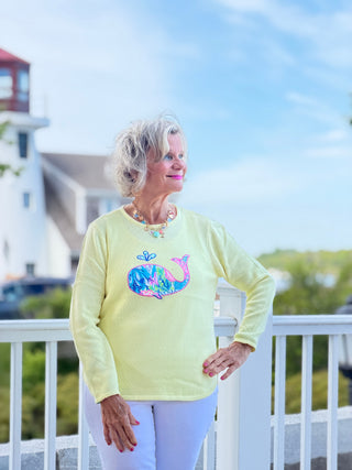 BEACH CLUB YELLOW WHALE SWEATER LULU-B