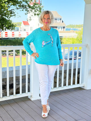 BEACH CLUB AQUA CAPE COD MAP SWEATER LULU-B