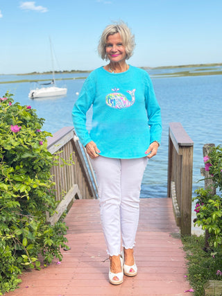 BEACH CLUB AQUA WHALE SWEATER LULU-B