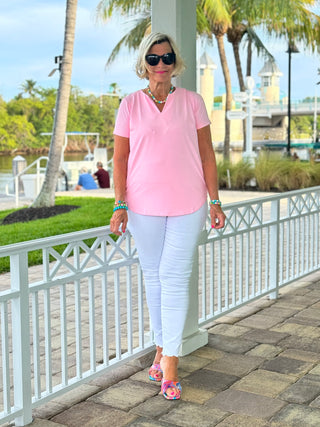 CLEAR PINK SHORT SLEEVE TOP