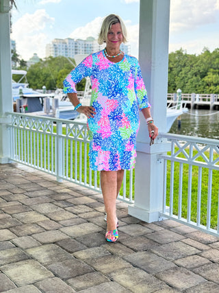 SALINA REEF RUFFLE SLEEVE DRESS