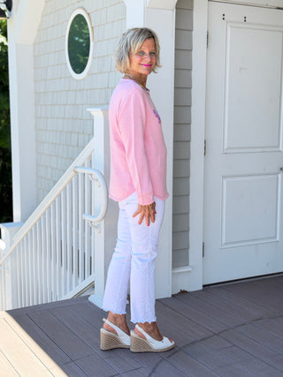 BEACH CLUB PINK ADIRONDACK SWEATER LULU-B
