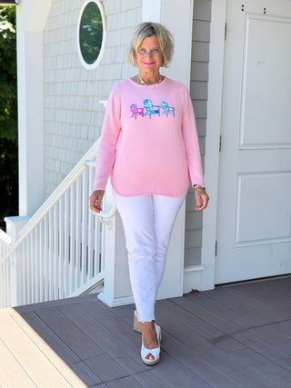 BEACH CLUB PINK ADIRONDACK SWEATER LULU-B