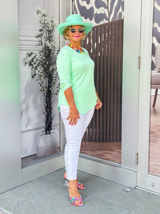 CLEAR LIME ASYMMETRIC TOP