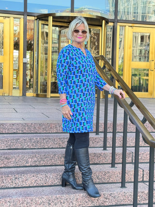 LULU-B Seaport Geo Notch Sleeve Dress