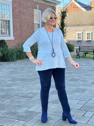 Women's Speckled Heather Rib Knit Top BLUEBELL