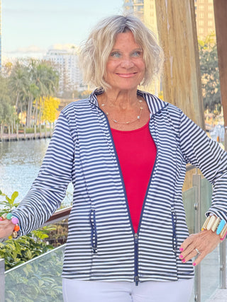 NAUTICAL NAVY STRIPE JACKET LULU-B