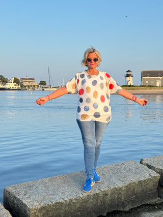 Poka Dot Dolmain top Final Sale