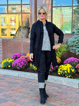 LULU-B ROUGED BLACK CARDIGAN