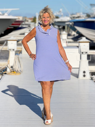 HARBOR BLUE RUFFLE DRESS C